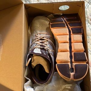 Peach and Grey on cloud size 8.5 sneakers